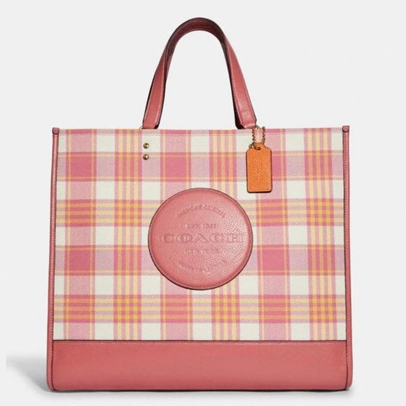 coach Dempsey Tote 40 With Garden Plaid Print And Coach Patch c8200 - Picture 14 of 15